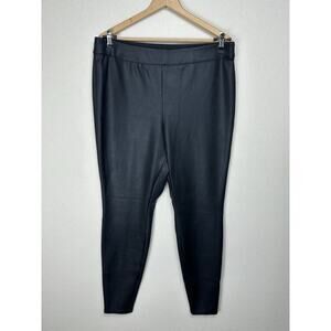 Lane Bryant Black Faux Leather High Waist Womens Ponte Leggings Pants Size 18/20